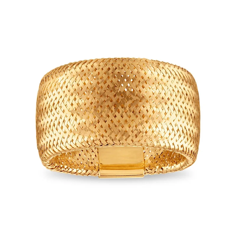 14KT Yellow Gold Stretch Mesh Ring Fits Size 7 to 10