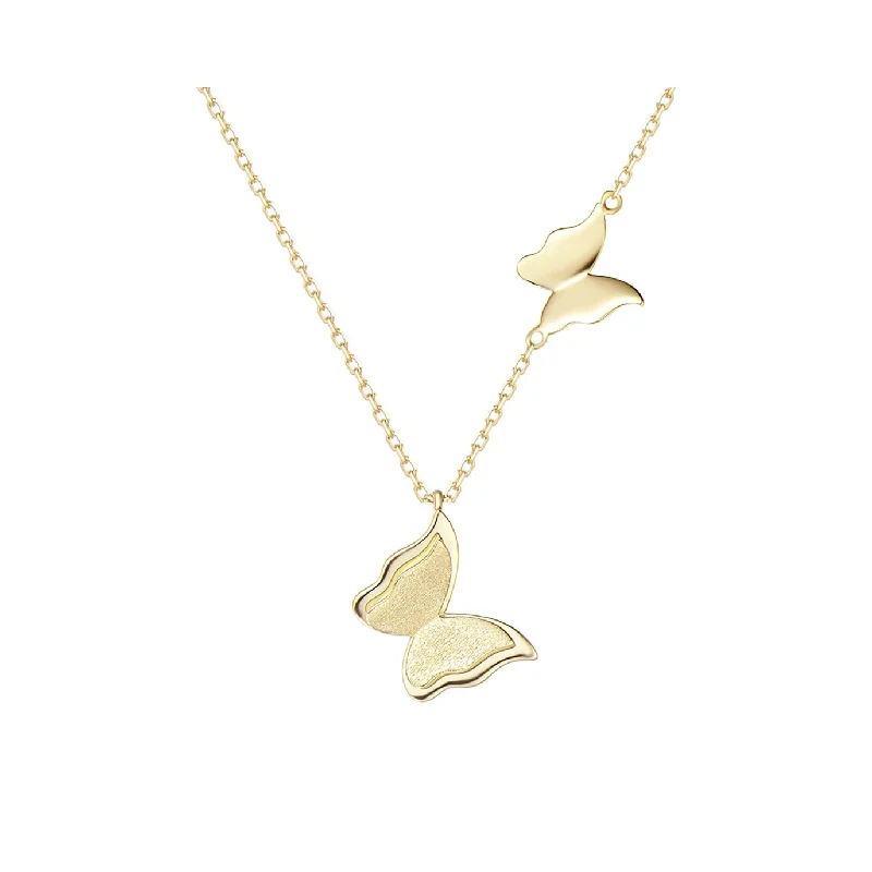 "Twinkling Kiss" Butterfly 14K Yellow Gold Necklace