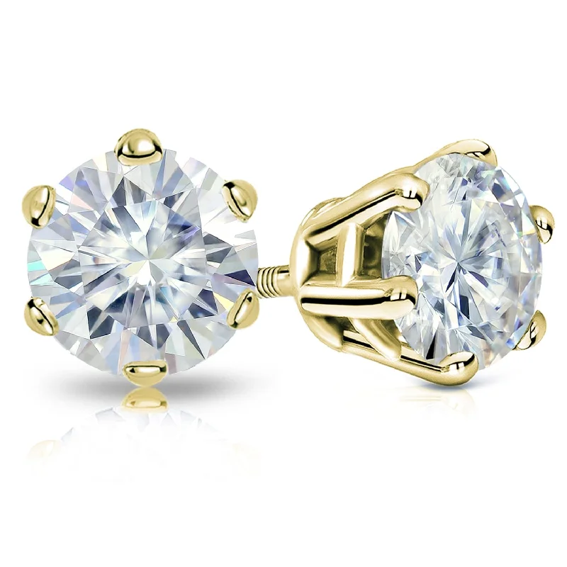 Auriya 2ctw Round Moissanite Stud Earrings 14k Gold - 6.5 mm