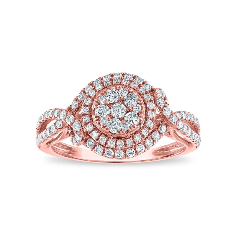 3/4 CTW Diamond Cluster Engagement Ring in 14KT Rose Gold