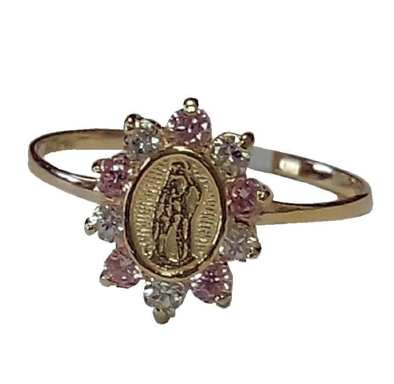 10KT Yellow Gold and CZ Guadalupe Ring; Size 3