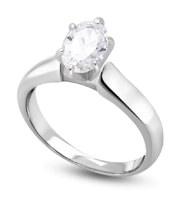 Signature Certificate 1/2 CTW Oval Diamond Solitaire Ring in 14KT White Gold