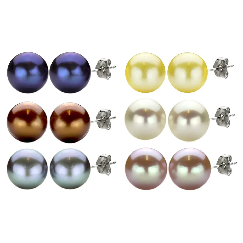 DaVonna Sterling Silver 11-12mm Freshwater Pearl Earrings with Gift Box