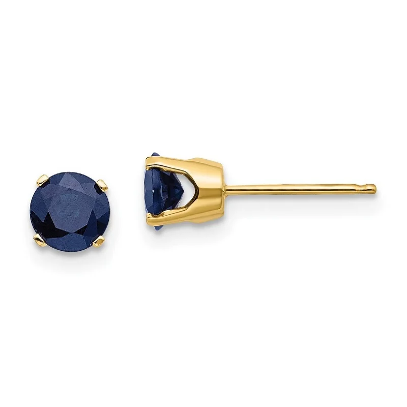 Curata 14k Yellow Gold 5mm Sapphire Earrings September