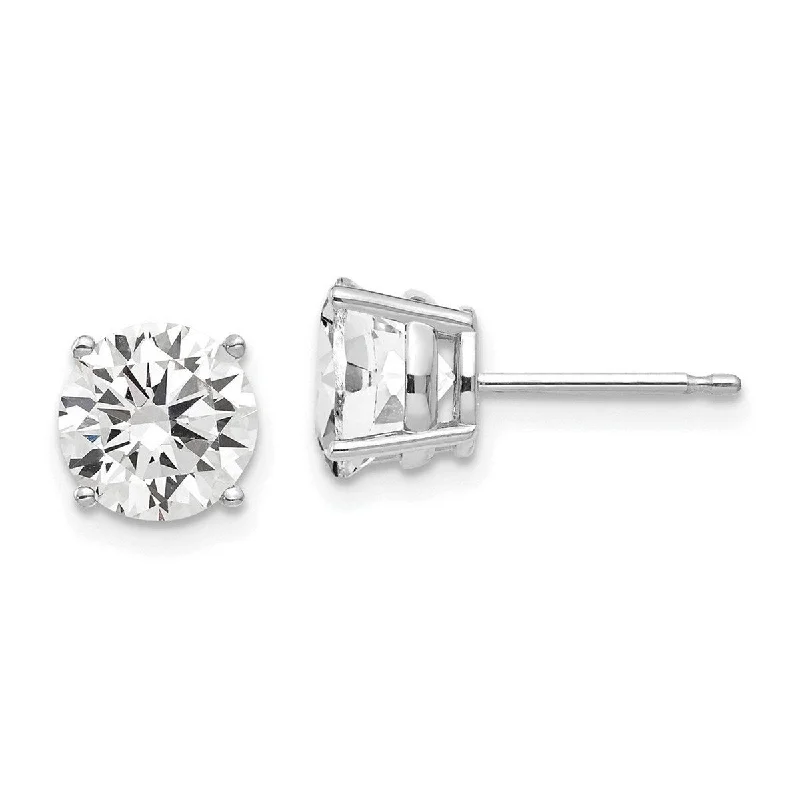 Curata 14k White Gold Post Earrings 7mm CZ Cubic Zirconia Earrings - 7x7mm Wide