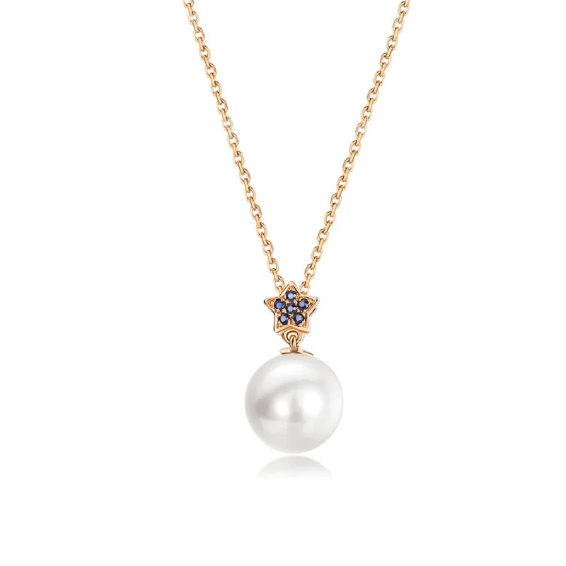 The "Starry Night" Akoya Pearl Pendant 18k Gold Necklace