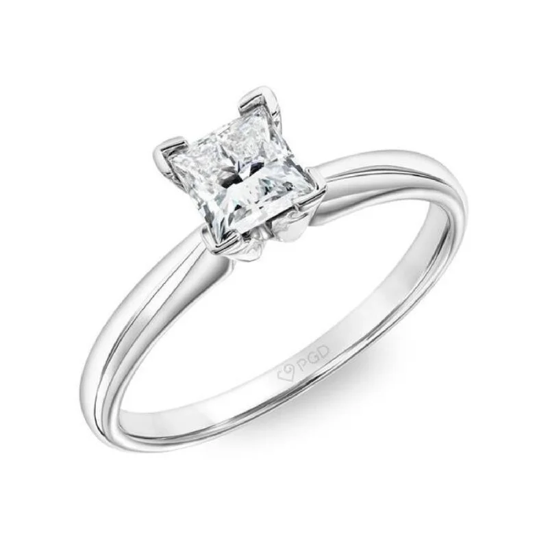 Signature Certificate EcoLove 3/4 CTW Princess Cut Lab Grown Diamond Solitaire Engagement Ring in 14KT White Gold