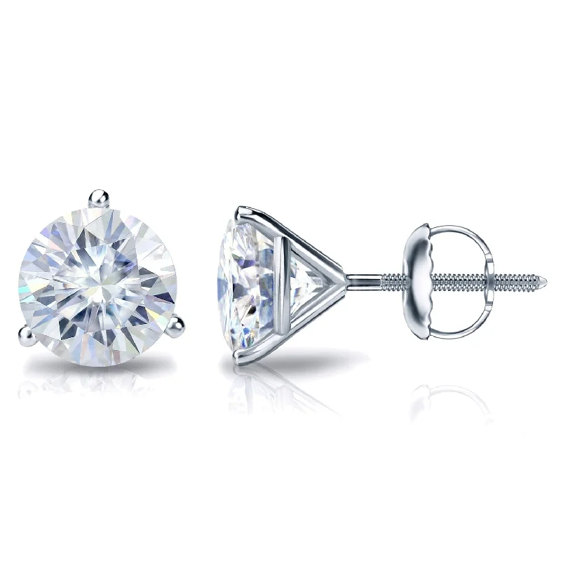 Auriya 4ctw Round Moissanite Stud Earrings 14k Gold Martini-set - 8.2 mm