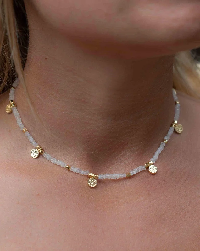 Moonstone Necklace ~ Gold Plated 18k ~ Choker ~ MN106