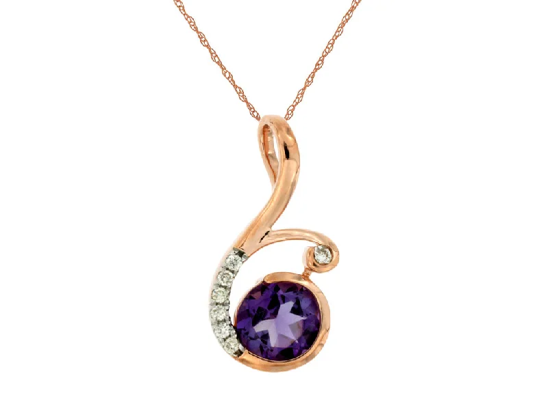 Round Amethyst Necklace with Diamond Accents