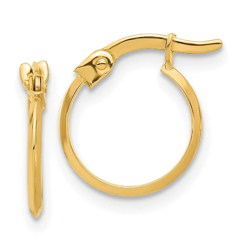 Curata 14k Yellow Gold Polished Knife Edge Hoop Earrings - 13.8x11.5mm