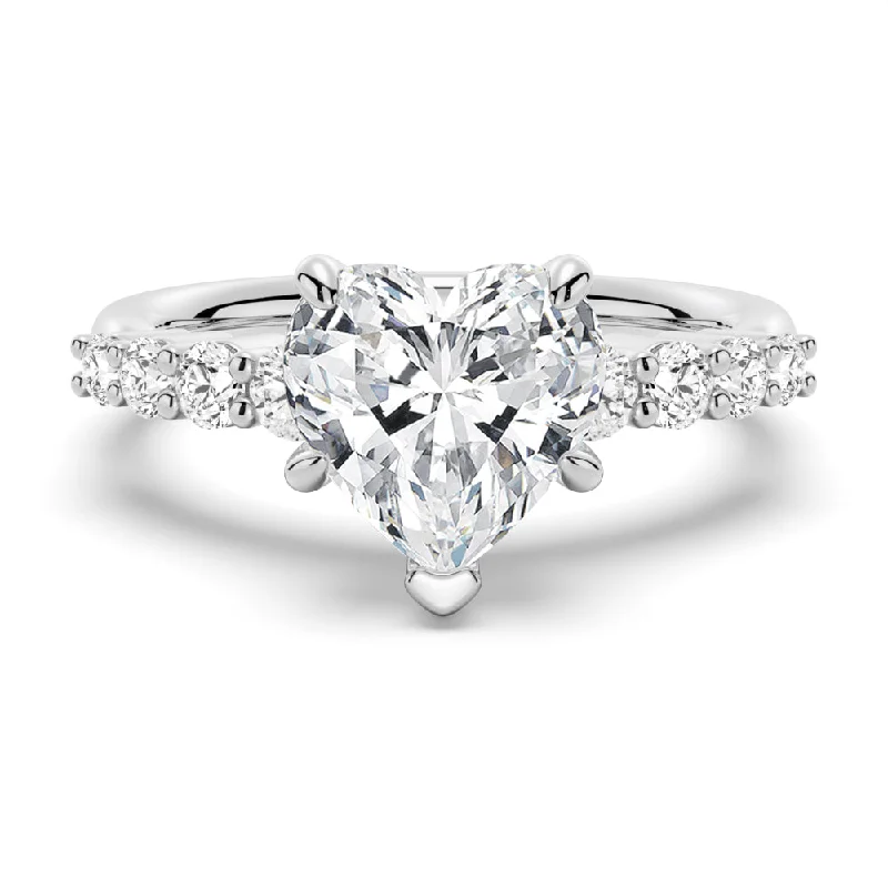 Classic Shared-Prong Heart Shaped Moissanite Engagement Ring