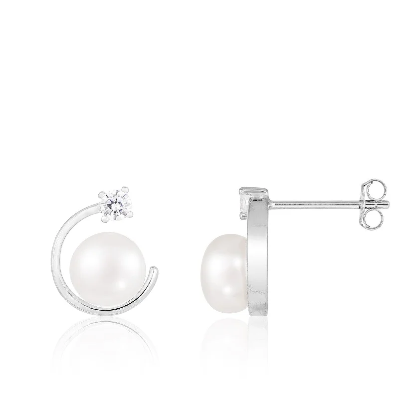 Studs Push Back Pearl Earrings