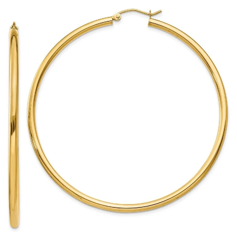 Curata 10k Yellow Gold Polished Lightweight Tube Hoop Earrings - 60x60.96mm