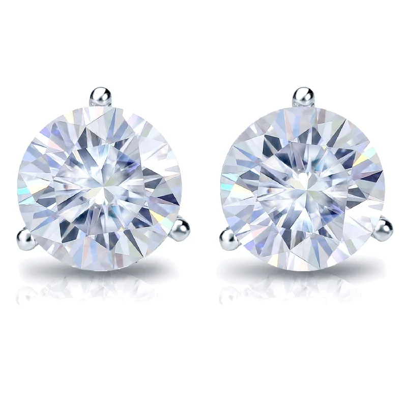 Auriya 2 1/2ctw Round Moissanite Stud Earrings 14k Gold Martini-set - 7 mm