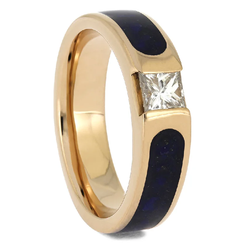 Rose Gold Engagement Ring with Lapis Lazuli