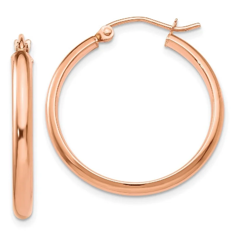 Curata 10k Rose Gold 25x2.75mm Hoop Earrings