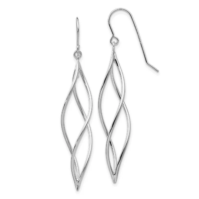 Curata 10k White Gold Polished Long Twisted Guardian Angel Earrings - 51x10mm