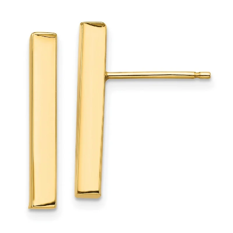 Curata 14k Yellow Gold Polished 20.14x3.23mm Bar Post Earrings