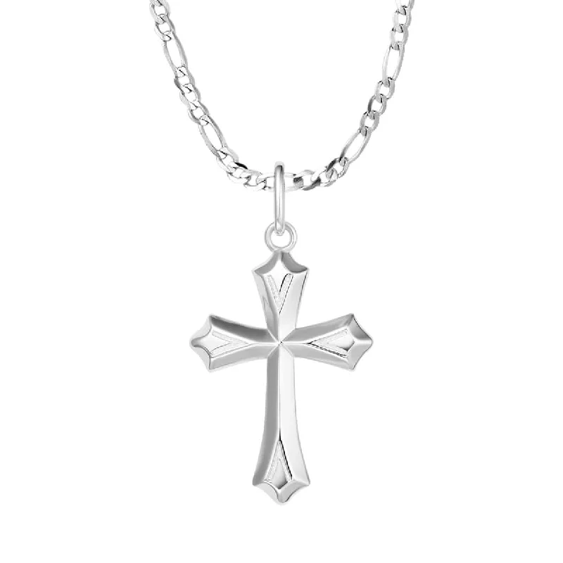 FANCIME Edgy Gothic Cross Sterling Mens Silver Necklace