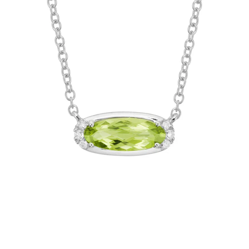 East-West Oval Peridot & Diamond Necklace