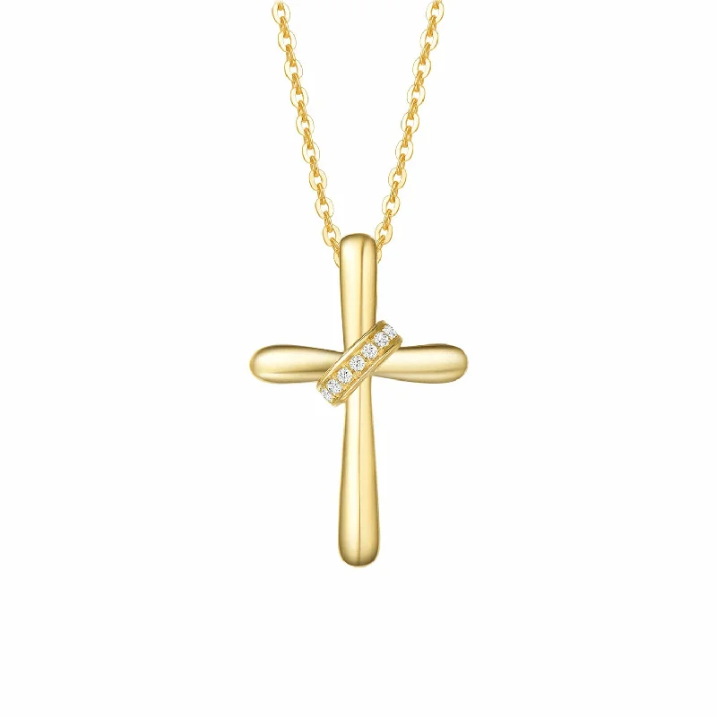 FANCIME Puffy Cross 14K Yellow Gold Necklace