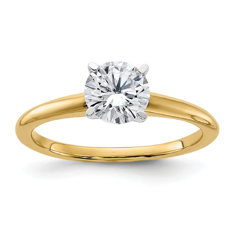 6.5MM Round Moissanite Solitaire Engagement Ring in 14KT Yellow Gold; Size 6