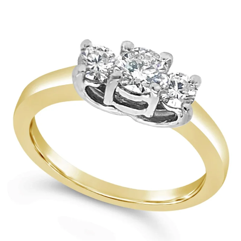 Yellow Gold and Three Stone Diamond Engagement Ring