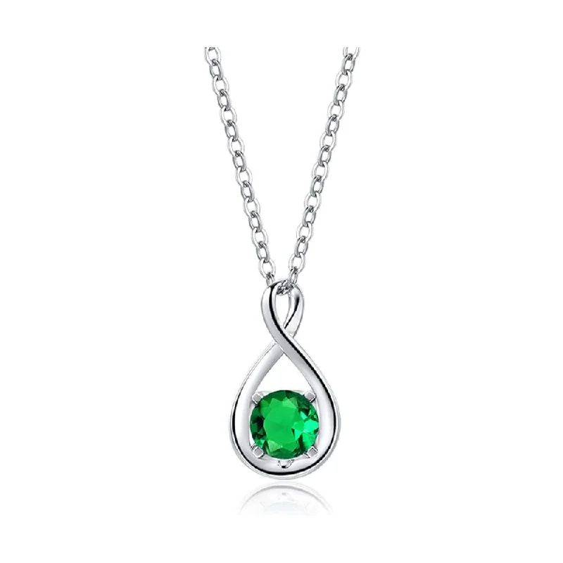 "Birthstone" May Gemstone Sterling Silver Necklace