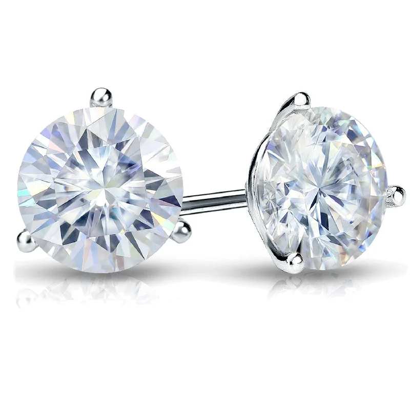 Auriya Platinum 1ctw Round Moissanite Stud Earrings Martini-set - 5 mm