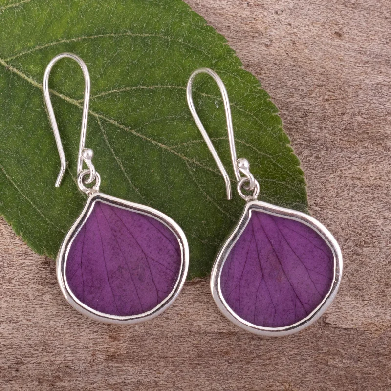 Novica Handmade Plum Hydrangea Sterling Silver Dangle Earrings