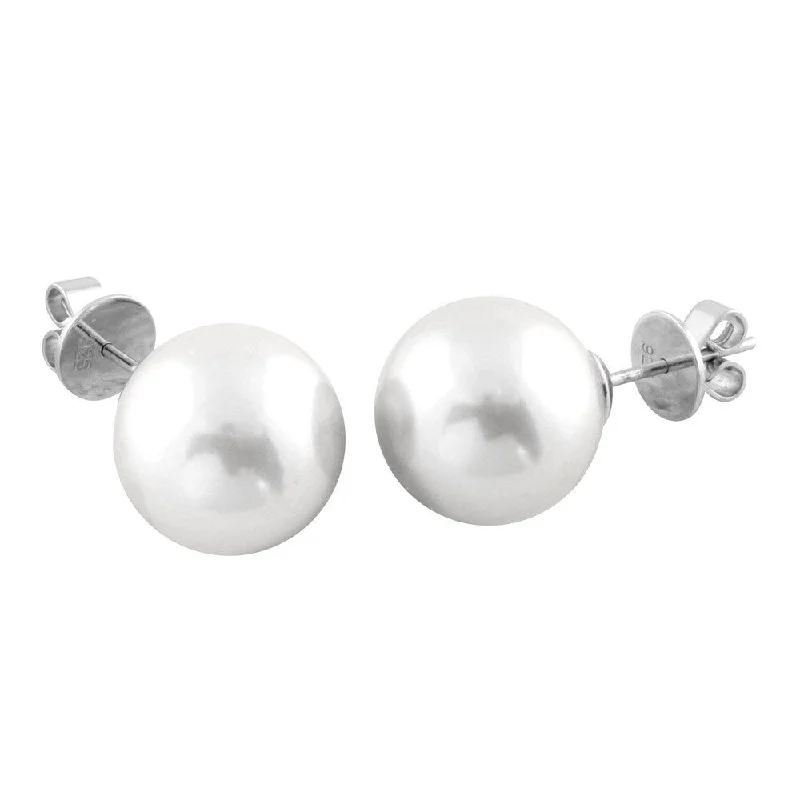 Sterling Silver Freshwater Pearl Stud Earrings (14-15mm)