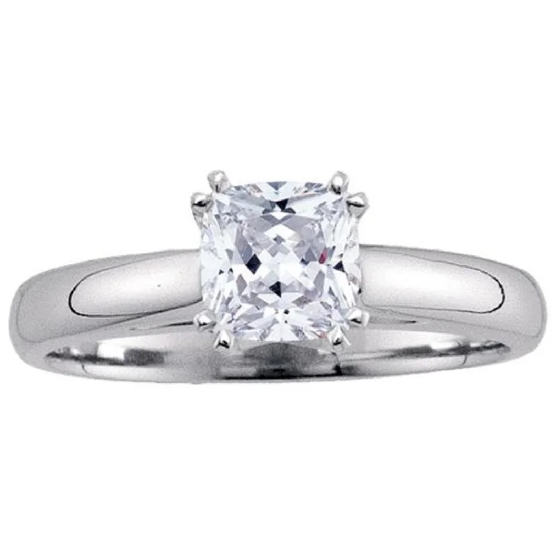 Signature Certificate 1 1/2 CTW Cushion Diamond Solitaire Ring in 14KT White Gold