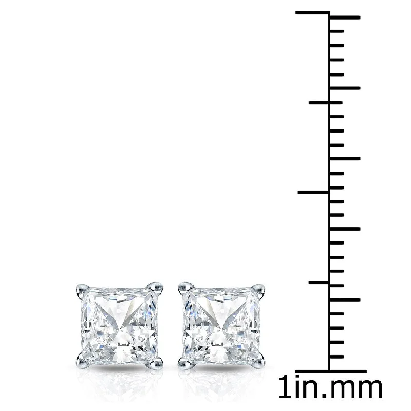 Auriya 14k Gold 2ctw Princess-cut Diamond Stud Earrings (H-I, SI1-SI2)