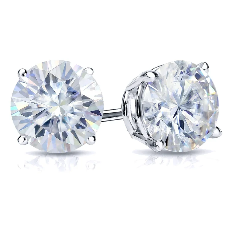 Auriya 3ct TW Round Moissanite Stud Earrings Platinum - 7.4 mm