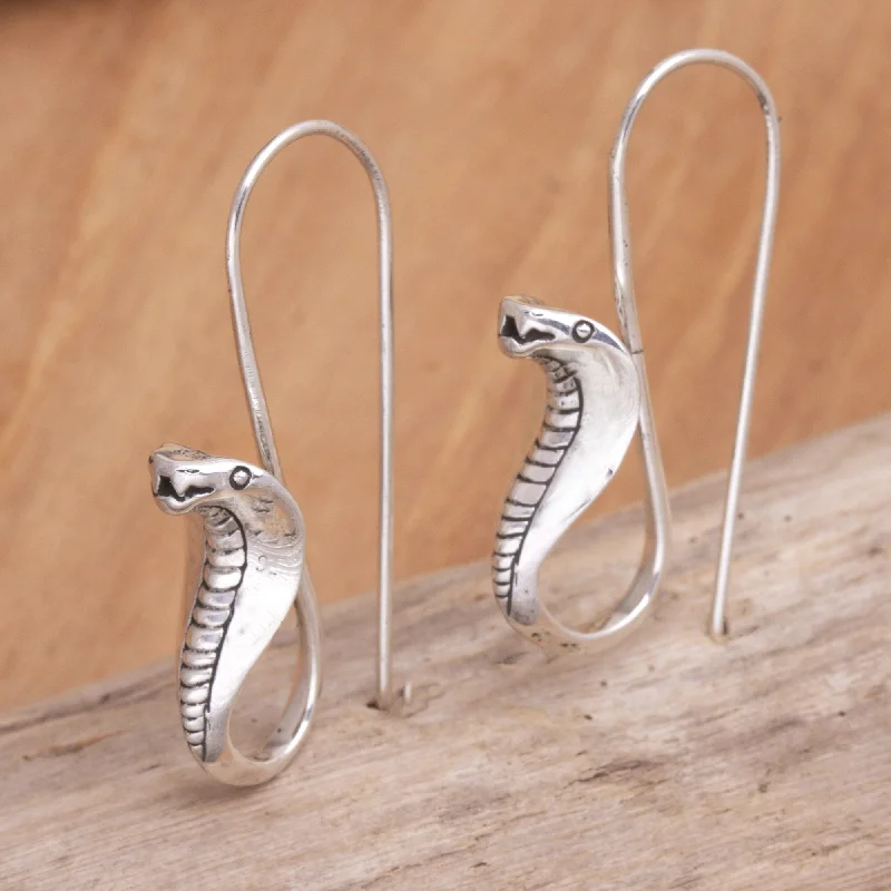 Novica Handmade Cobra Hiss Sterling Silver Drop Earrings