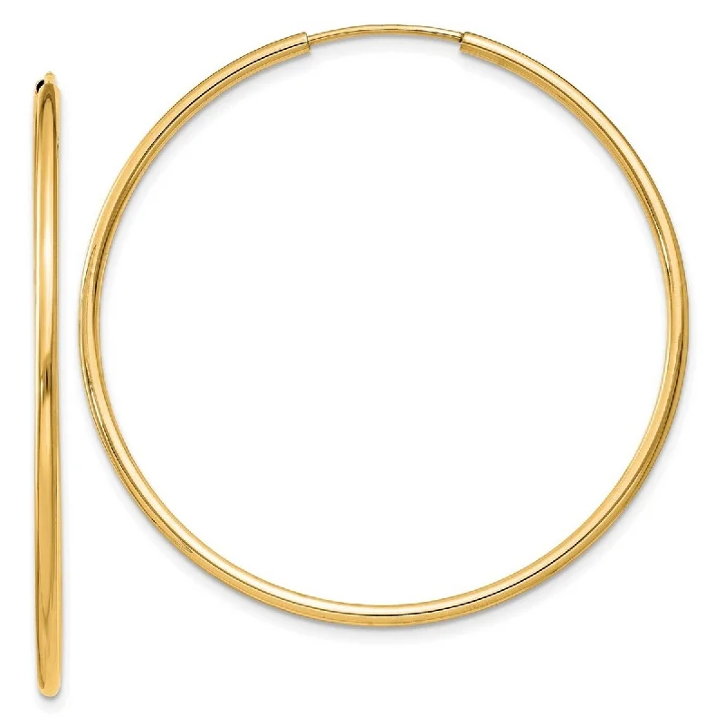 Curata 14k Yellow Gold Polished Round Endless Hoop Earrings - 40x40mm