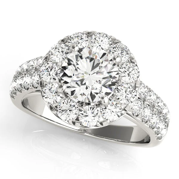 Diamond Halo and Double Shank Engagement Mounting