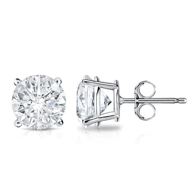 Auriya 2 carat TW Round Clarity-Enhanced Diamond Stud Earrings 18K Gold (E-F, I2-I3)