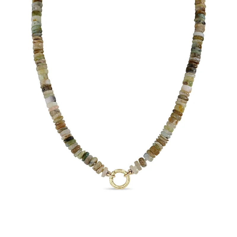 14k Mixed Neutral Gemstone Rondelle Bead Round Enhancer Necklace