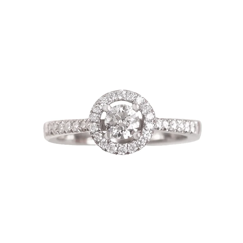 Round Diamond Halo Minimalist Engagement Ring Basic