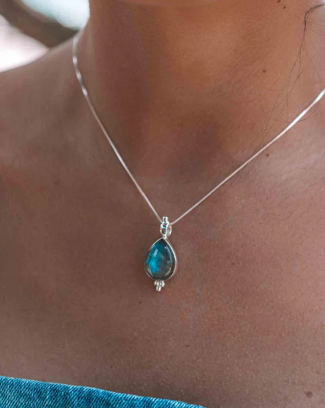 Olivia Necklace ~ Larimar, Labradorite and Moonstone ~ Sterling Silver ~ MP007