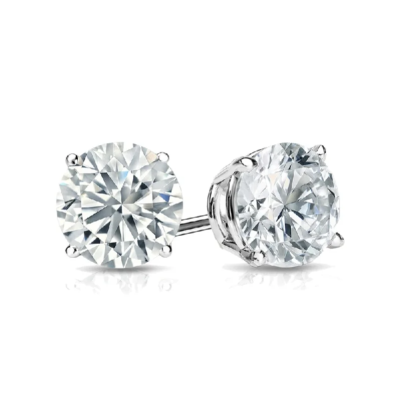 Auriya 2ct TW Round Moissanite Stud Earrings 18k Gold - 6.5 mm, Push-Backs