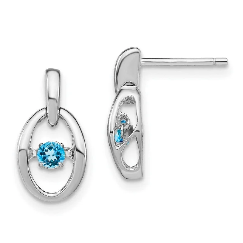 Curata 925 Sterling Silver Rhodium Blue Topaz Vibrant Earrings - 14x7.5mm