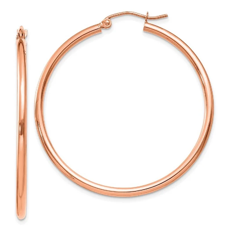 Curata 14k Rose Gold Polished Hoop Earrings - 40x40mm