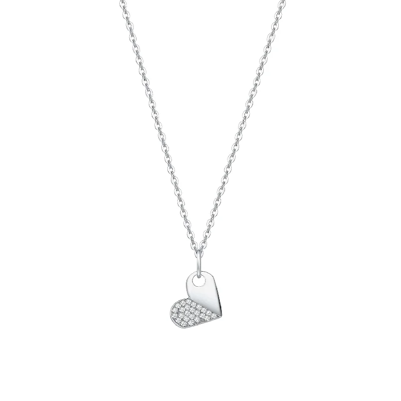 FANCIME Half Open Heart 18K White Gold Necklace