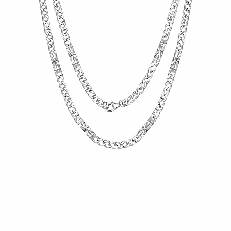 FANCIME Mens Sterling Silver Cuban Link Chain 20 inches