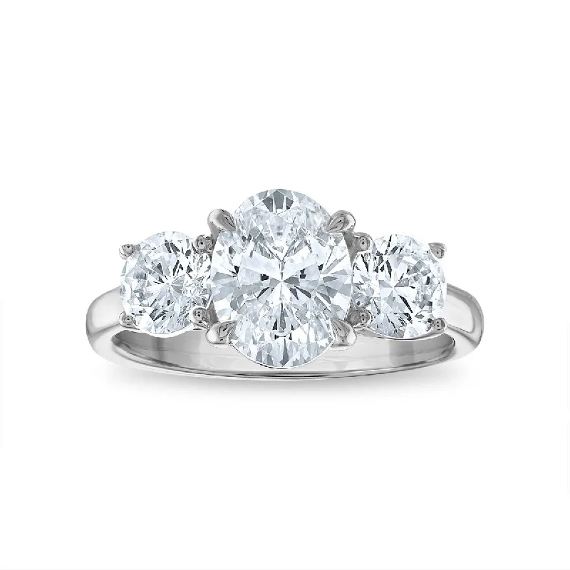 Signature EcoLove Diamond Dreams 3 CTW Lab Grown Diamond Three Stone Ring in 14KT White Gold