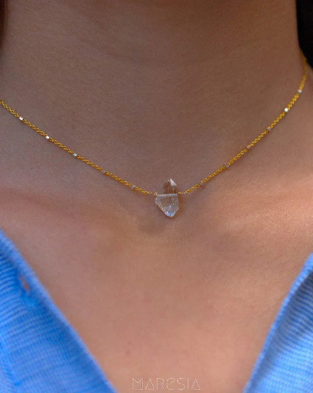 Herkimer Diamond necklace~ Gold Vermeil & Sterling Silver~MN047