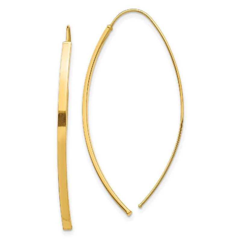 Curata 10k Yellow Gold 43.5x2mm Curved Bar Threader Earrings